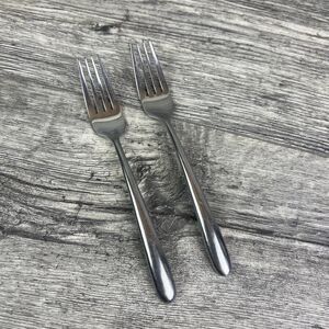 Set of 2 TWO Hampton Stainless CASSINI Salad Dessert Forks 7 1/4" Flatware